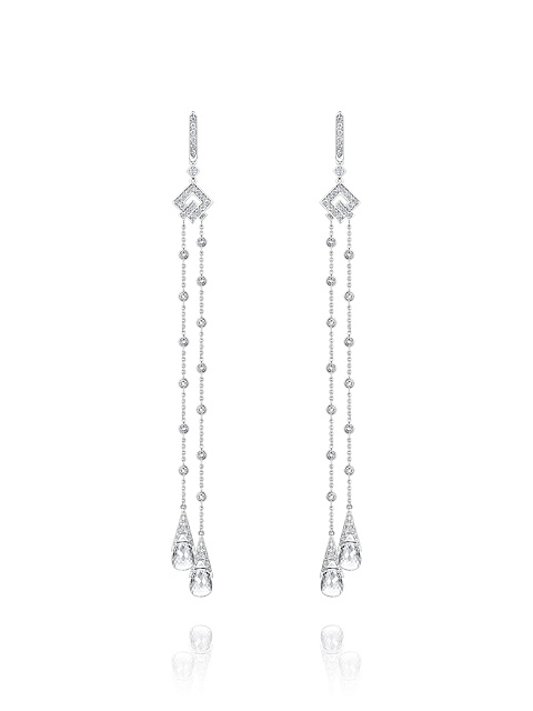 Long earrings with rock crystal and colorless topazes, 1