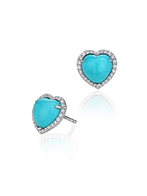 White Gold, Turquoise & Diamonds Earrings, 1