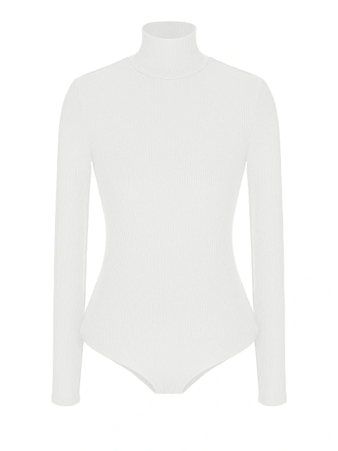 White Cotton Turtleneck Bodysuit, 1 White Cotton Turtleneck Bodysuit, 1