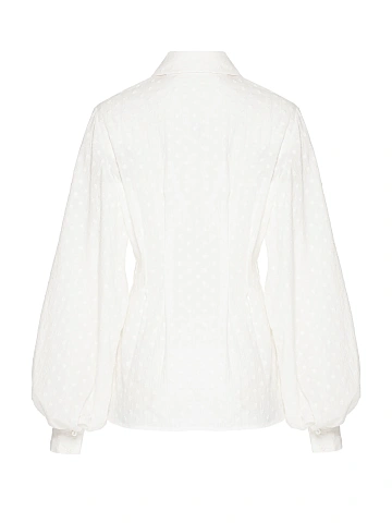 White Cotton Blouse With Textured Pattern, 2