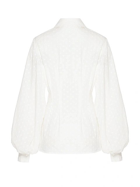 White Cotton Blouse With Textured Pattern, 2 White Cotton Blouse With Textured Pattern, 2