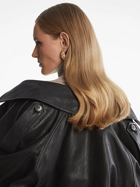 Black Textured Leather Trench Coat, 13 Black Textured Leather Trench Coat, 13