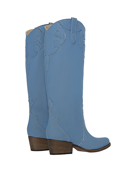 Blue Denim Cowboy Boots, 3