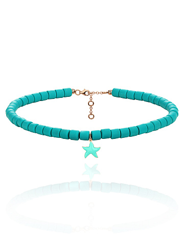 Green Rubber & Rose Silver Star Choker, 1