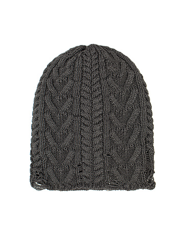 Grey knitted cotton hat with holes, 1