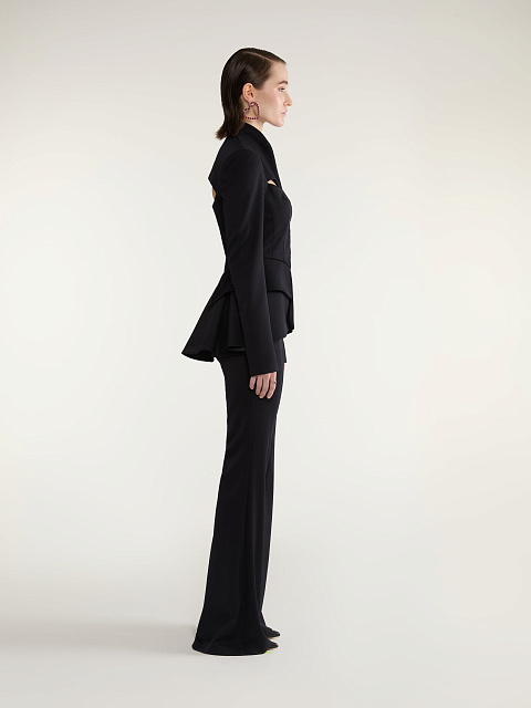 Black Two-piece Suit Of Jacket With Slits And Trousers, 5 Black Two-piece Suit Of Jacket With Slits And Trousers, 5