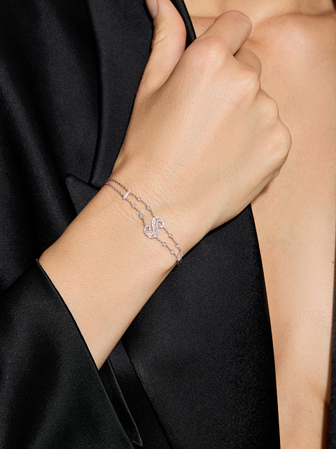 Baguette Diamond, Round Diamond & White Gold "S" Bracelet, 3
