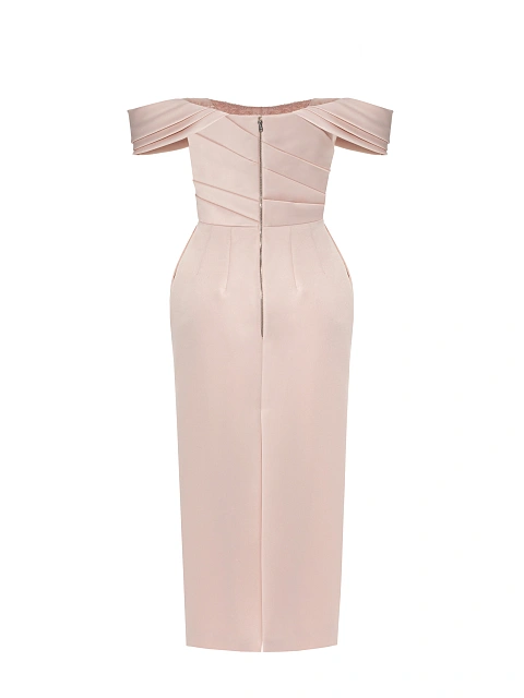 Light Pink Rhinestones Taffeta Midi Dress, 3 Light Pink Rhinestones Taffeta Midi Dress, 3