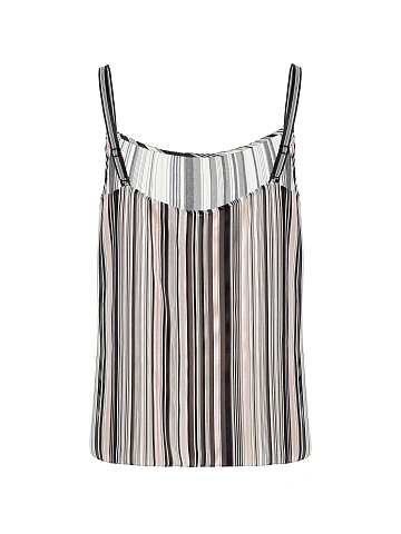 Brown Striped Chiffon Top, 2