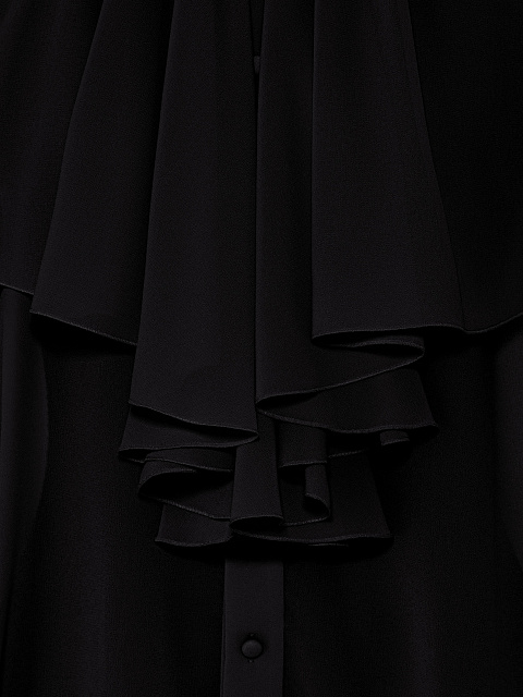 Black chiffon blouse with ruffles and ribbon, 5