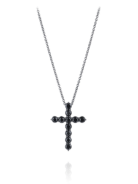 Black Gold & Black Diamonds Cross Necklace, 1
