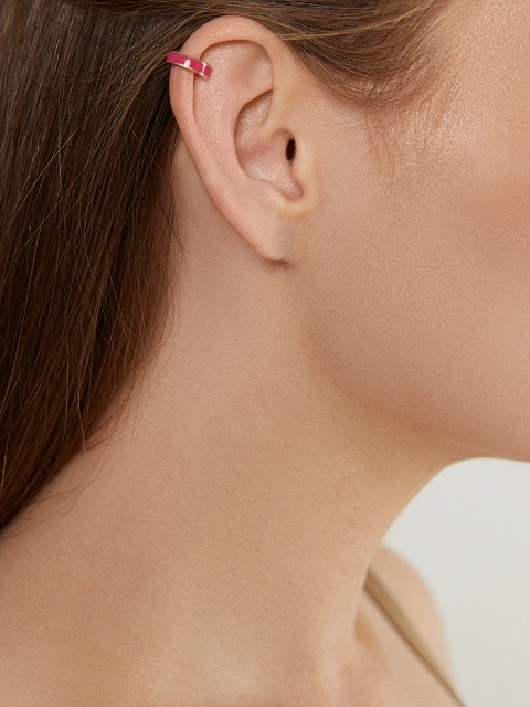 White gold cuff with pink enamel, 3