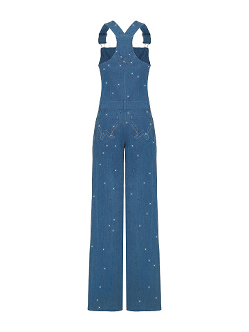 Blue Rhinestones Denim Jumpsuit, 2