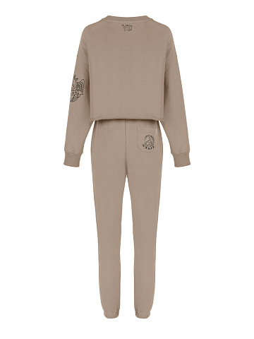 Beige Jersey Set With Cropped Sweatshirt, 2