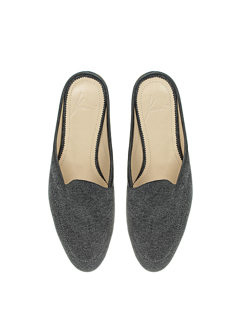 Grey Denim Mules, 4