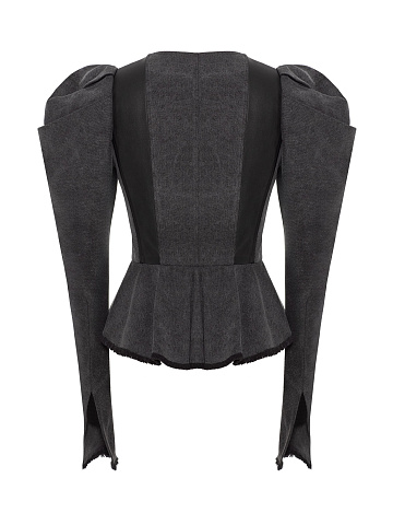 Dark gray denim peplum top, 2