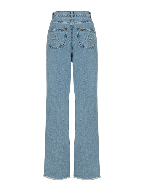 Blue Fringed Cotton Jeans, 3 Blue Fringed Cotton Jeans, 3