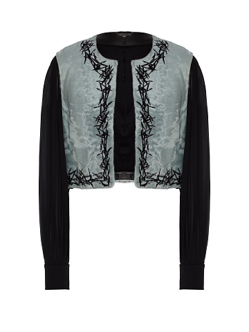 Blue Fur Embroidered Vest, 1