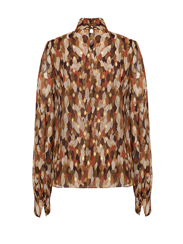 Brown Silk Draped Blouse, 2