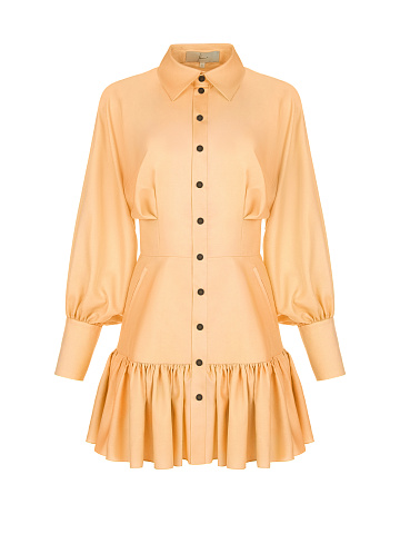 Peach Cotton Shirt Mini Dress, 1