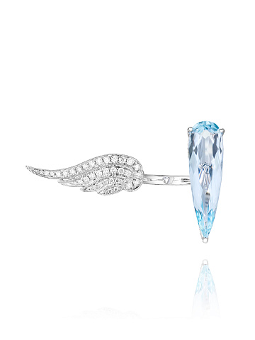 White gold ring with aquamarine and diamonds, 2