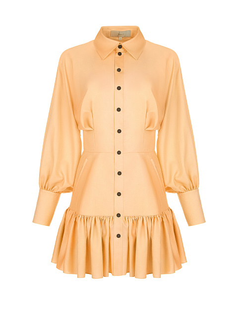 Peach Cotton Shirt Mini Dress, 1