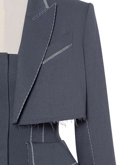 Grey Cropped Jacket Pant Suit, 6 Grey Cropped Jacket Pant Suit, 6