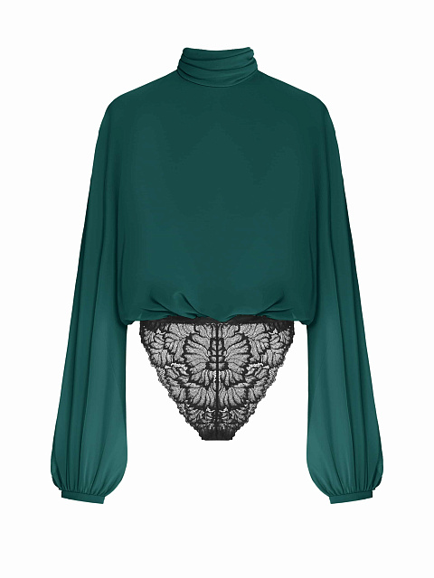 Green lace bodysuit blouse, 1