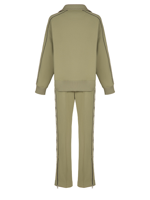 Olive Green Embroidered Jersey Suit, 2