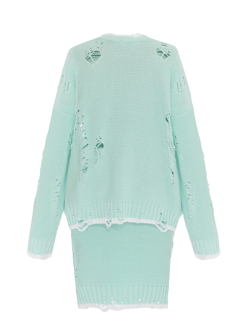 Mint knitted set of sweater and midi skirt, 2 Mint knitted set of sweater and midi skirt, 2