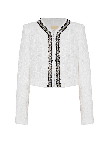 White Tweed Jacket With Pearls, 1