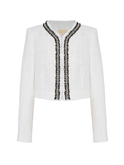 White Tweed Jacket With Pearls, 1 White Tweed Jacket With Pearls, 1