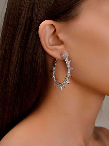 White Gold Diamond Hoop Earrings, 2
