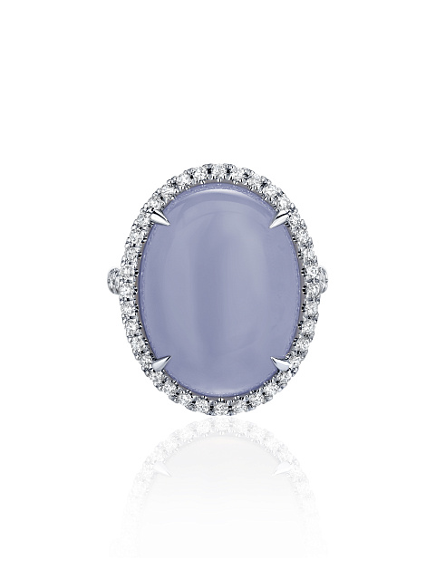 White Gold, Diamonds & Oval-cut Chalcedony Ring, 5