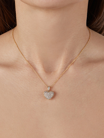 Round Diamond & Gold "Heart" Necklace, 2