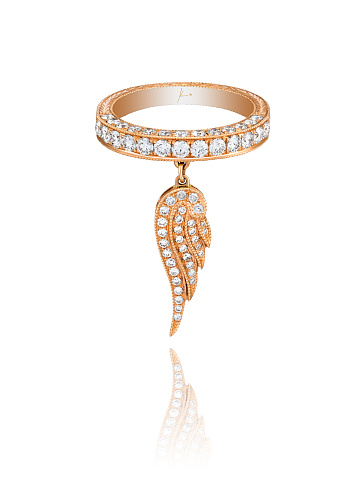 Rose Gold & Diamonds Wing Ring, 1