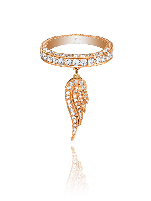 Rose Gold & Diamonds Wing Ring, 1
