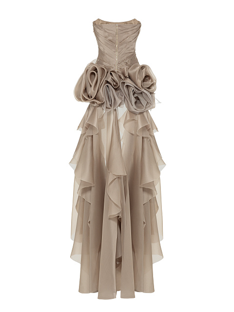 Beige Organza Maxi Dress, 3 Beige Organza Maxi Dress, 3