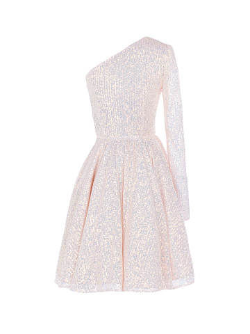Light Pink Sequined One Sleeve Dress , 2