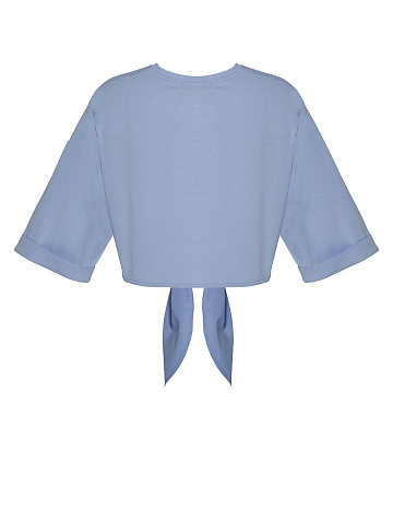 Blue cropped knotted T-shirt, 2