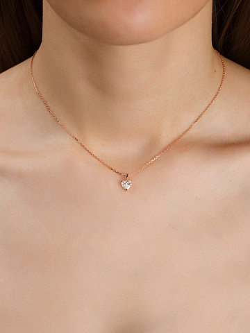Rose Gold & Two Pear-cut Diamonds "Heart" Necklace, 2