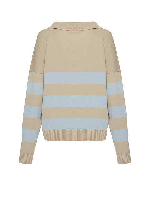 Beige & Blue Striped Cotton Pullover, 4 Beige & Blue Striped Cotton Pullover, 4