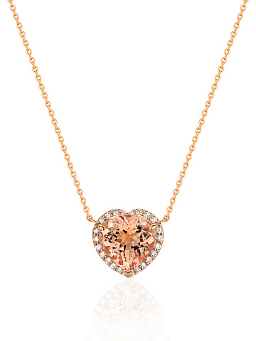 Rose Gold, Heart Morganite & Diamonds Necklace, 1