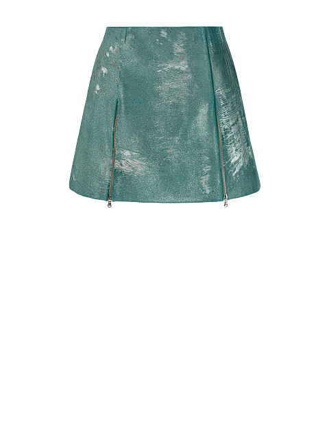 Turquoise leather set with cropped jacket and mini skirt, 3 Turquoise leather set with cropped jacket and mini skirt, 3