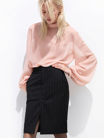 Peach lace bodysuit blouse, 2