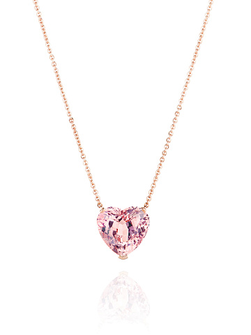 Rose Gold Heart-Shaped Morganite Necklace, 1