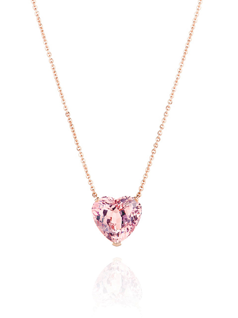 Rose Gold Heart-Shaped Morganite Necklace, 1