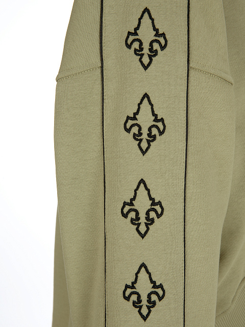 Olive Green Embroidered Jersey Suit, 4