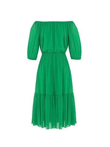 Green Off Shoulder Midi Dress, 2