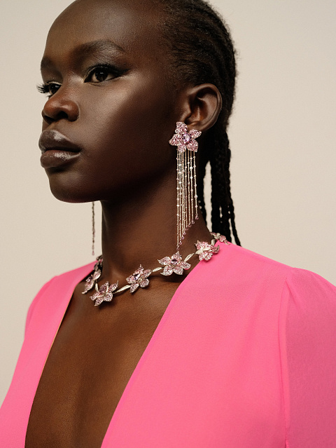 Spinel, Gray Round Diamond, Round Diamond & Palladium Necklace, 7